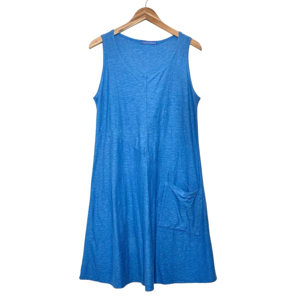 Cut Loose Sleeveless Summer Dress Size Small Relaxed Lagenlook Cotton Linen USA - Picture 2 of 13